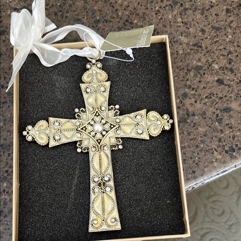 Elegant Bejeweled Cross Ornament